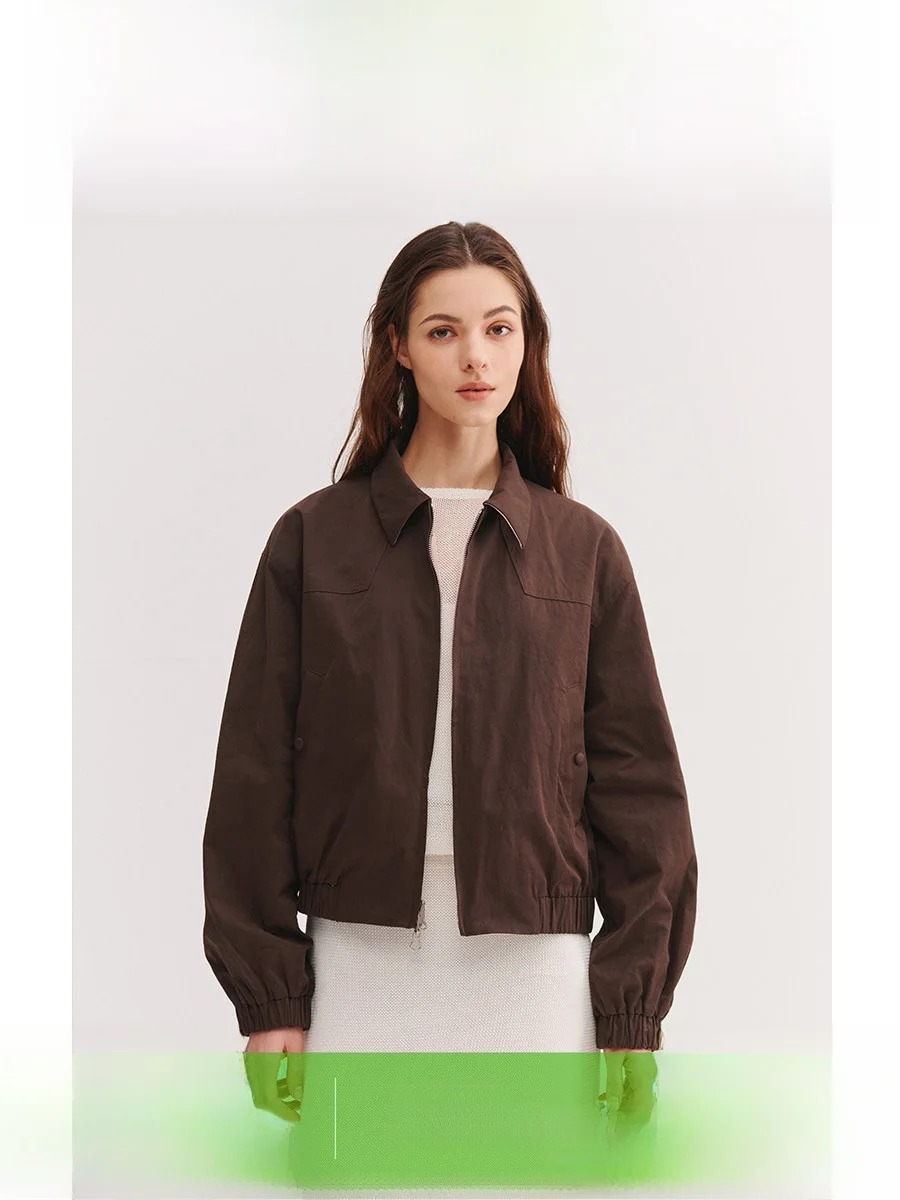 

Классическая двусторонняя куртка для женщин: свободный крой, стройнящий силуэт, новинка весенней коллекции, повседневная рабочая одежда из полиэфирного волокна