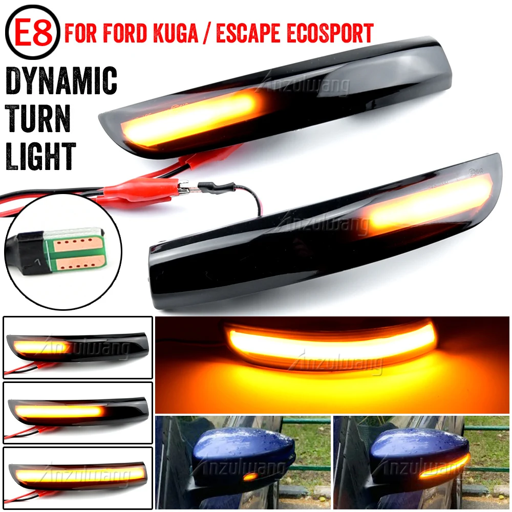 Rétroviseur latéral à LED dynamique, clignotant, indicateur lumineux, accessoires de voiture, Ford Escape Kuga II, Ecodehors 2013 - 2019