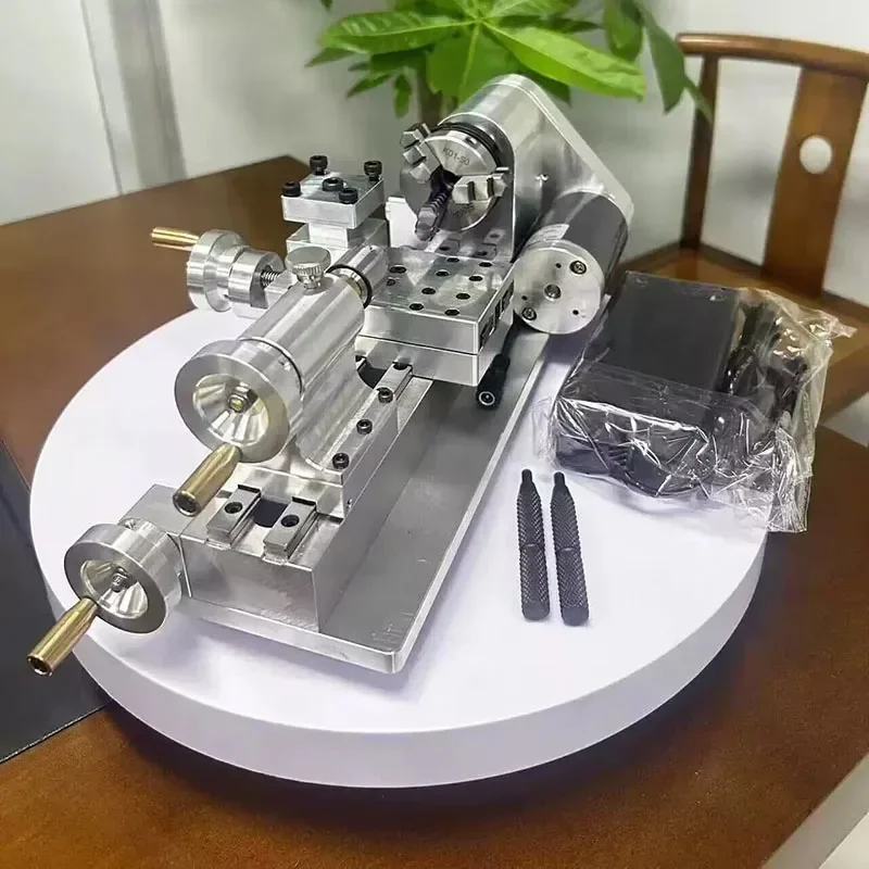 DIY Mini Desktop Lathe, Portable Multifunctional Woodworking Micro Lathe 220V 80W 100-2500r/min