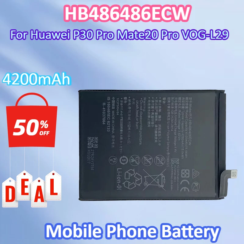 

New HB486486ECW 3.82V 4200mAh Replacement Mobile Phone Battery for Huawei P30 Pro/ Mate20 Pro VOG-L29 Built-in Batteries