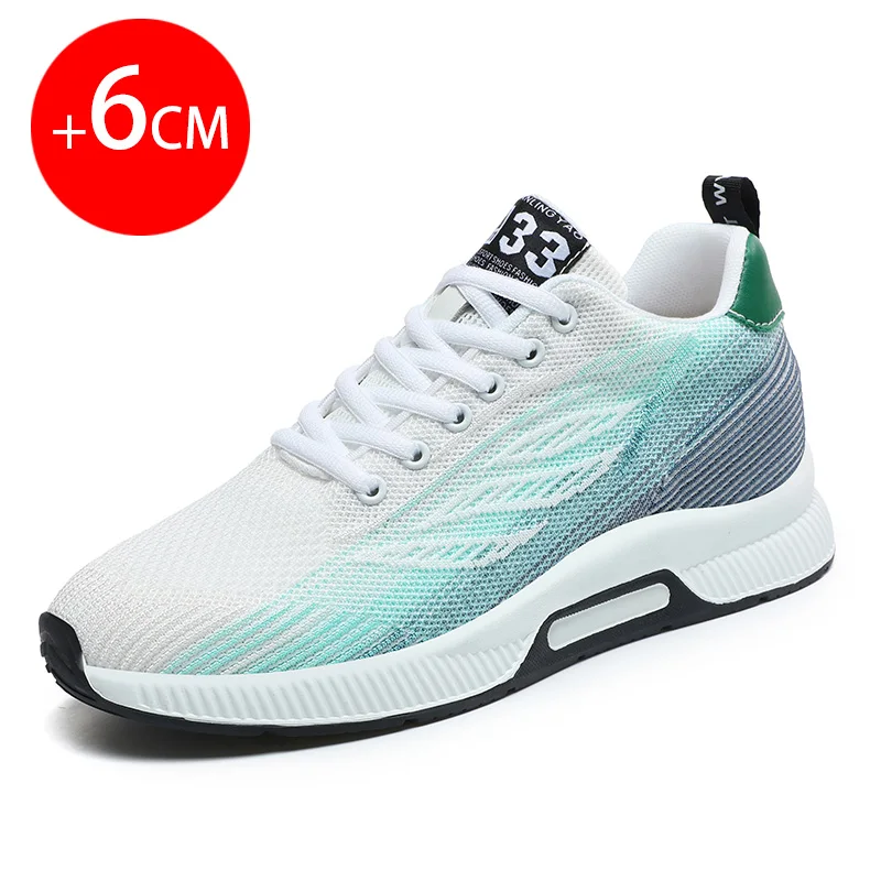 Men's sports shoes Height-increasing insoles 6cm Casual shoes Soft sole comfortable Durable Breathable fabric larger size 37-46