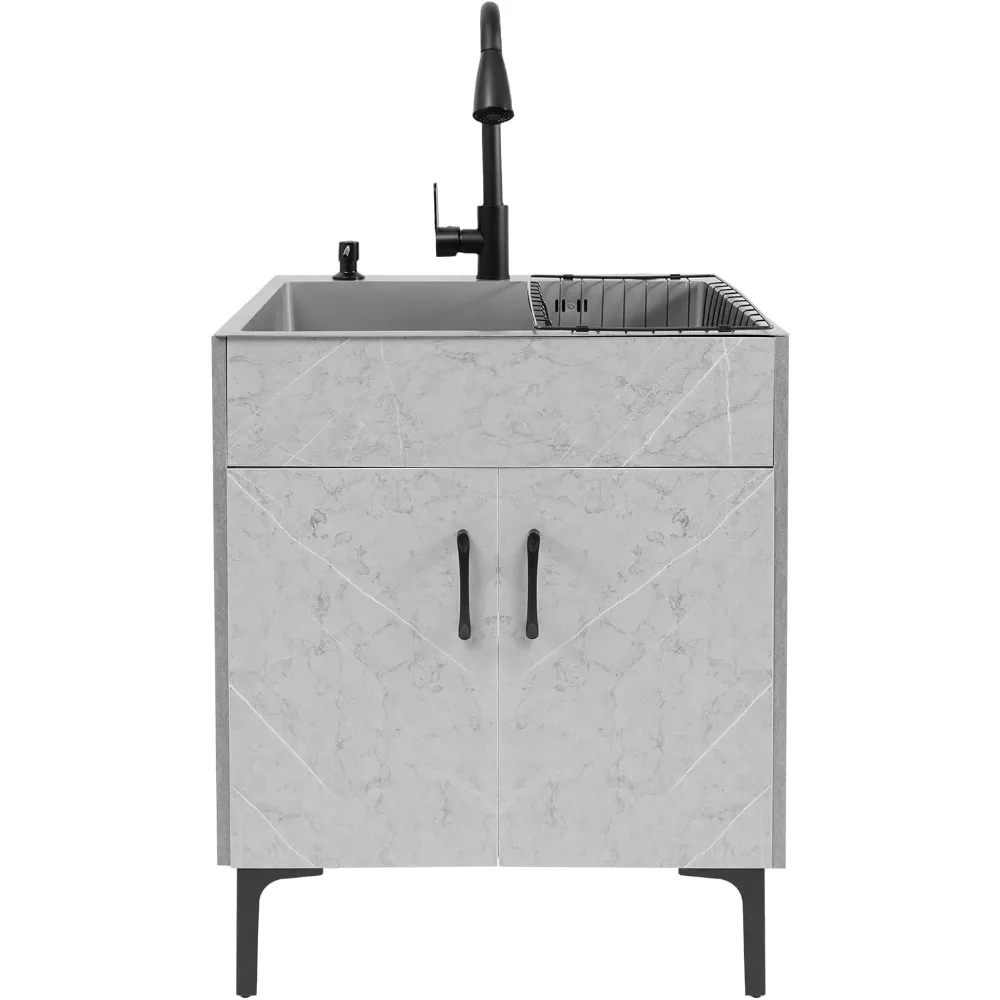 

Раковина для стирки с шкафом с 2 мягкими закрывающимися дверцами, туалетные столики для ванной комнаты, шкаф для кухонной мойки из нержавеющей стали, отдельно стоящий