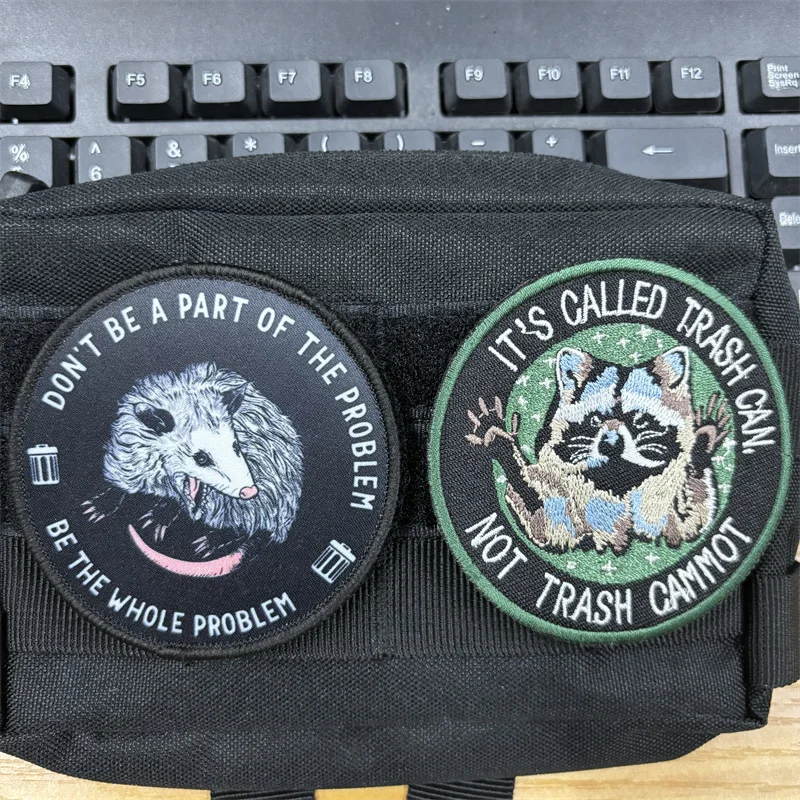 Koala Wolf Mouse Hook&Loop Patch Embroidery Tactical Backpack Patches Called Trash Can,Not Trash Cammot Morale Badge on Clothes