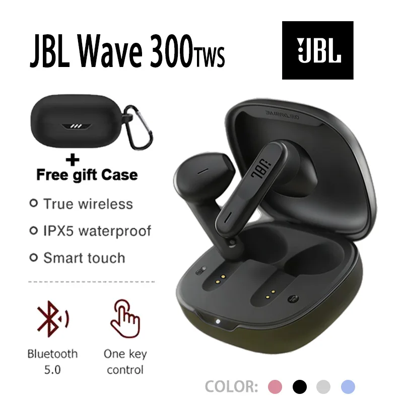 Original JBL Wave 300TWS casque sans fil Bluetooth casque de jeu de musique W300 sport course écouteur avec micro + étui gratuit