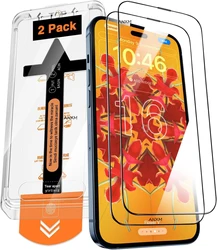 2Pcs Tempered Glass For iPhone 14 15 16 Plus 13 12 11 Pro Max Mini XS Max X XR Screen Protector Dust Free Lnstallation With Easy