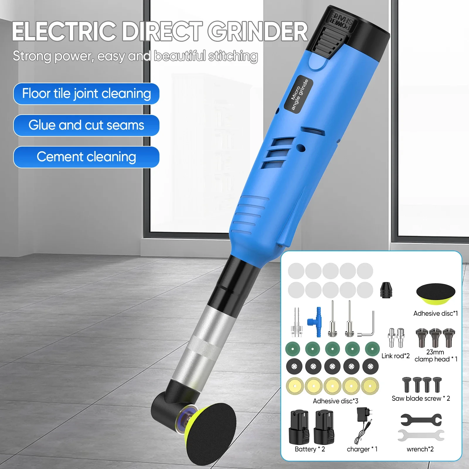 90 ° Keramikfliesen-Schönheitsbearbeitungswerkzeug 200W Elektrischer Geradschleifer 7 Variable Geschwindigkeiten Reinigungsmaschine Schleifer Polierer – Detail 3