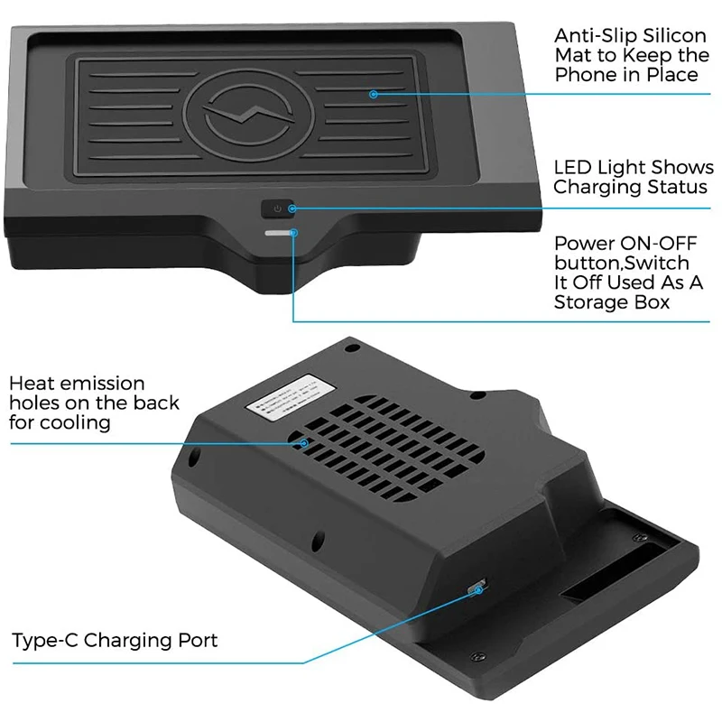 Wireless Phone Charger For BMW X3 2018 2019 2020 BMW X4 2019 2020 ,Center Console Wireless Charging Pad Mat For All QI Enabled P