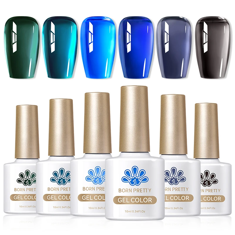 BORN PRETTY 6 ชิ้นฐานเจลชุด Matte Top Coat เสริมกึ่งถาวรเคลือบเล็บ Hybrid Soak Off UV LED เจล