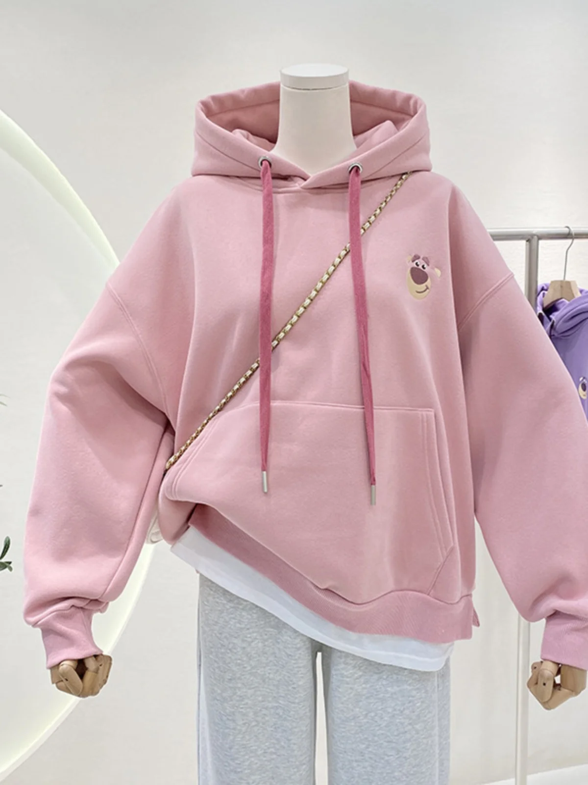 Trendy Bär Print Hoodie Damen Loose Fit Casual Lazy Sle Top Mantel Herbst Winter Faion Koreanische Version Lange Sve Sweats...