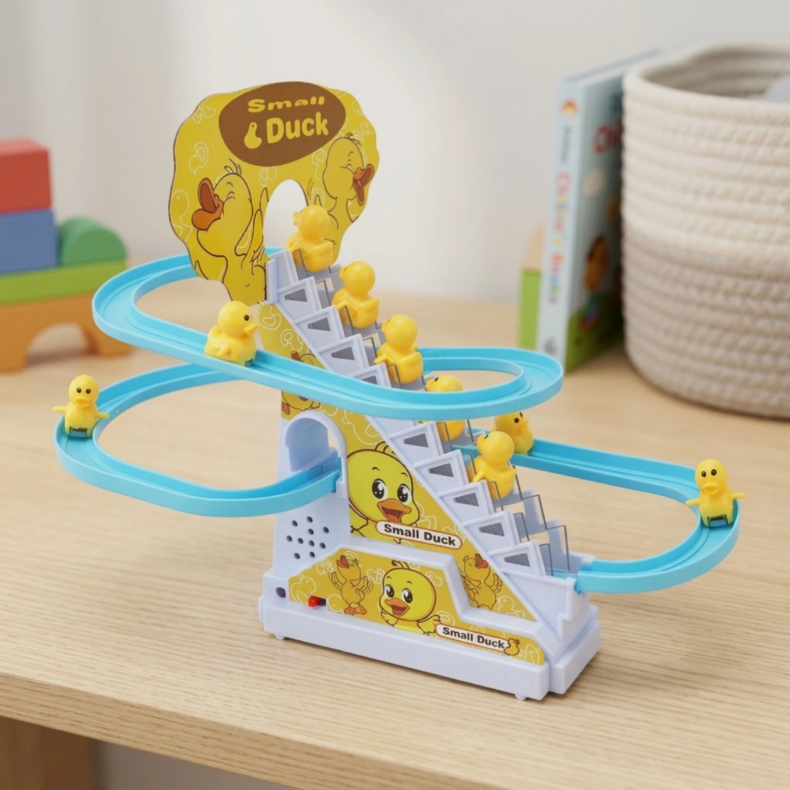 Electric Duck Climbing Stairs Toy Interactive Duck Climbing Stairs Toy Playset Flashing Funny for Toddlers, Playroom, Home