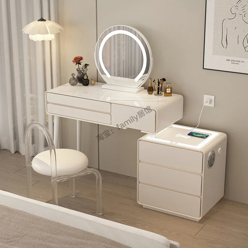 Tocador moderno blanco, mueble De almacenamiento De lujo, minimalista, Simple, para Maquillaje, cómoda silla