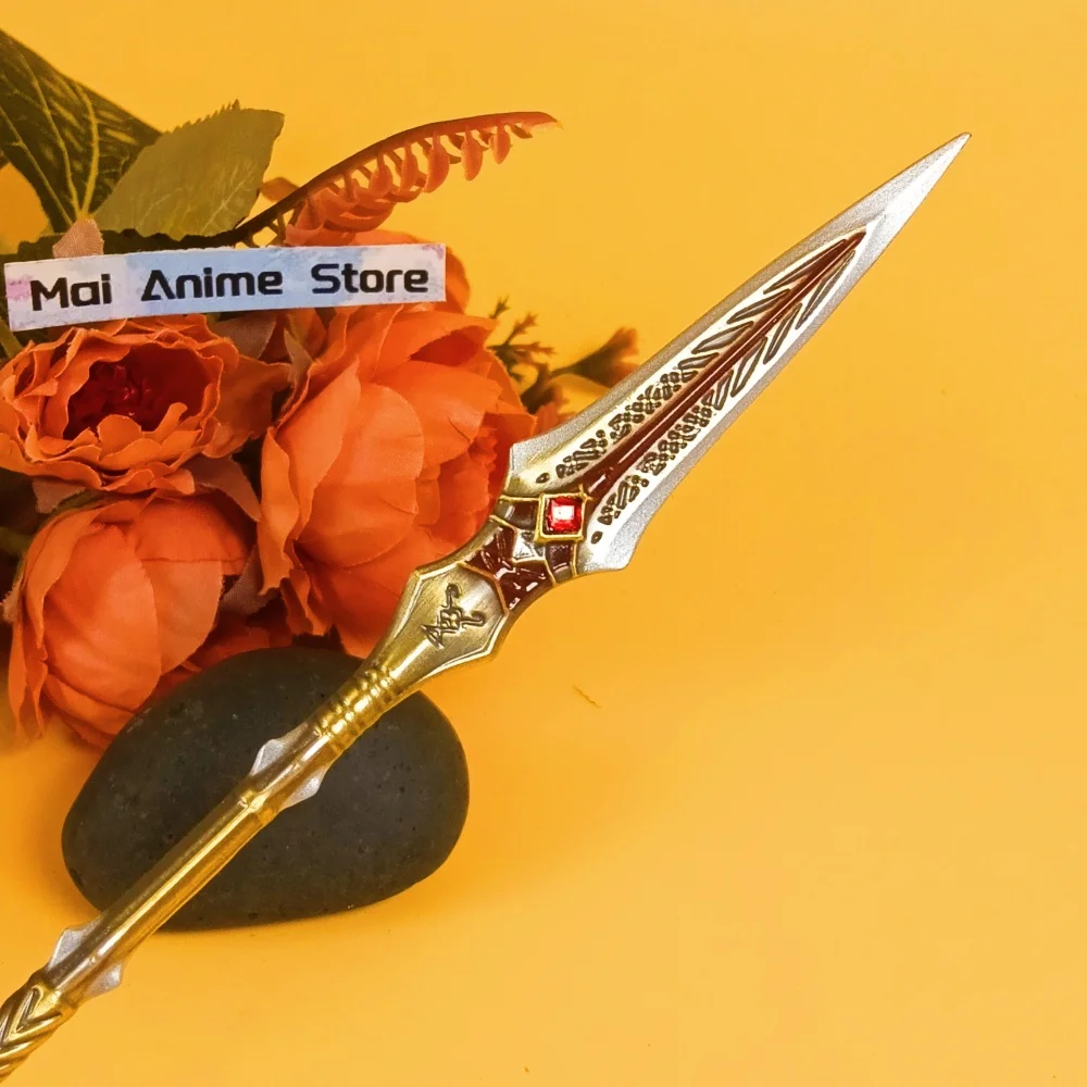 8.6 inch God of War Spear Katana Cleanrot Poseidon Metalen Zwaard Samurai Sabel Anime Ninja Mes Echte Grootte Japanse Speer speelgoed Gift