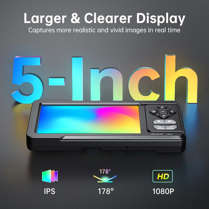 Microlong ES03 5" IPS Dual Lens Endoscope Camera Lights 1080P Photo Video Inspection Borescope IP67 Waterproof 16.5FT Industrial view 2