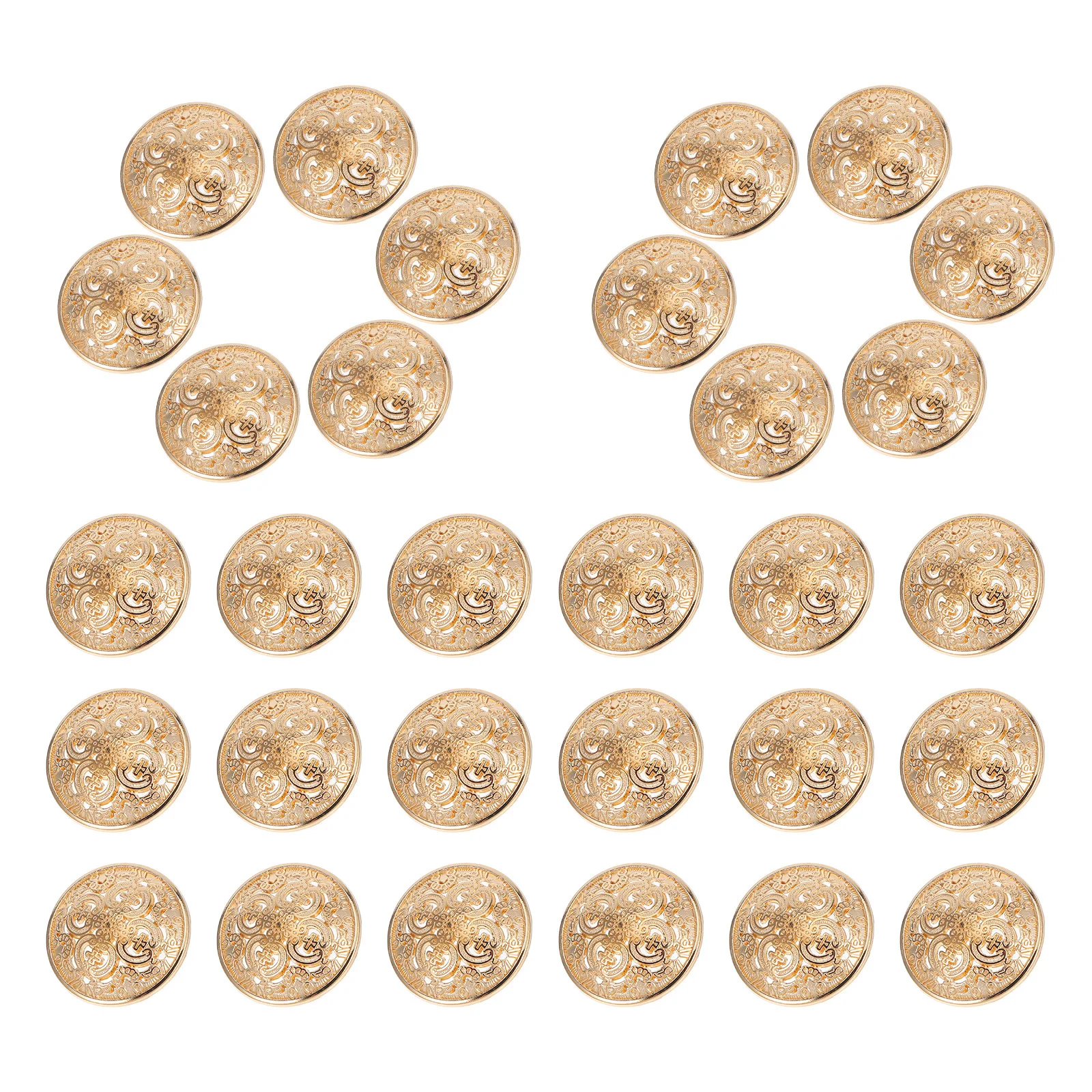

30pcs 23Mm Metal Buttons Hollow Out Rust Proof Durable For Jackets Jeans Hats Diy Sewing Craft Decor Light Golden