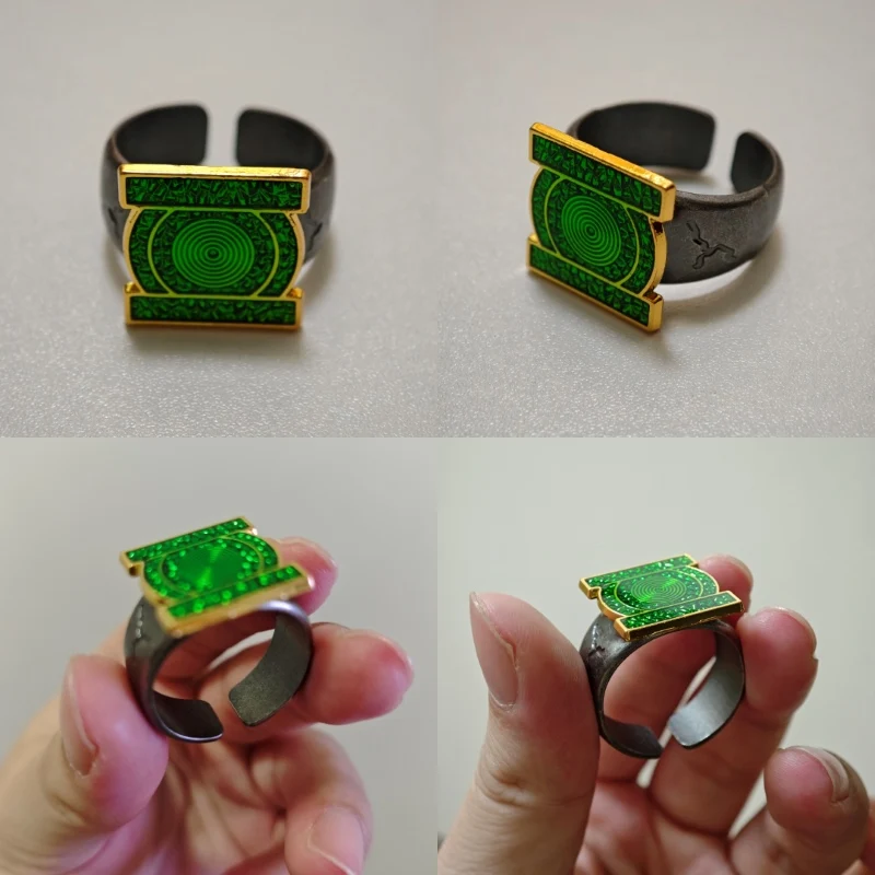 2026 Green Lanterns Ring John Stewart Adjustable Open Band Ring Halloween Cosplay Props Accessory Toy Collection Figure