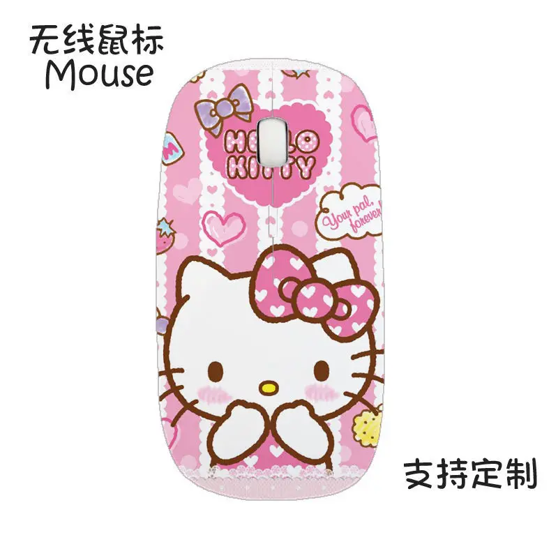 Sanrio Anime Hello Kitty Cartoon Wireless Mouse Office Game Cartoon Cute Pink Girl Birthday Surprise Gift Learning Office