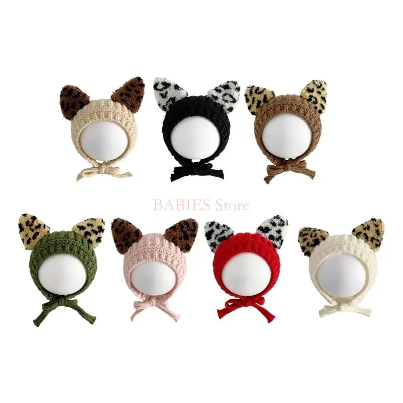 

C9GB Stylish Baby with Leopard Print Designing, Breathable Toddlers Earflap Hat Headwear for Infant Autumn Winter