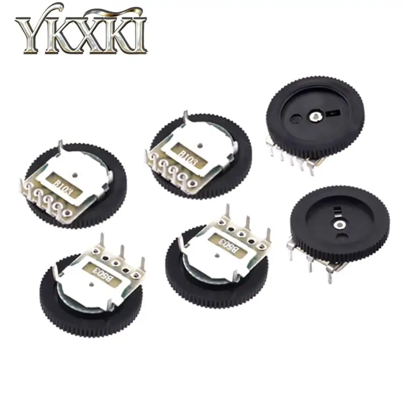 20pcs Gear Dial Potentiometer 3pin 5pin 1K 2K 5K 10K 20K  50K 100K 500K 500R B102 B502 B503 B103 B104  16*2mm Dial Potentiometer