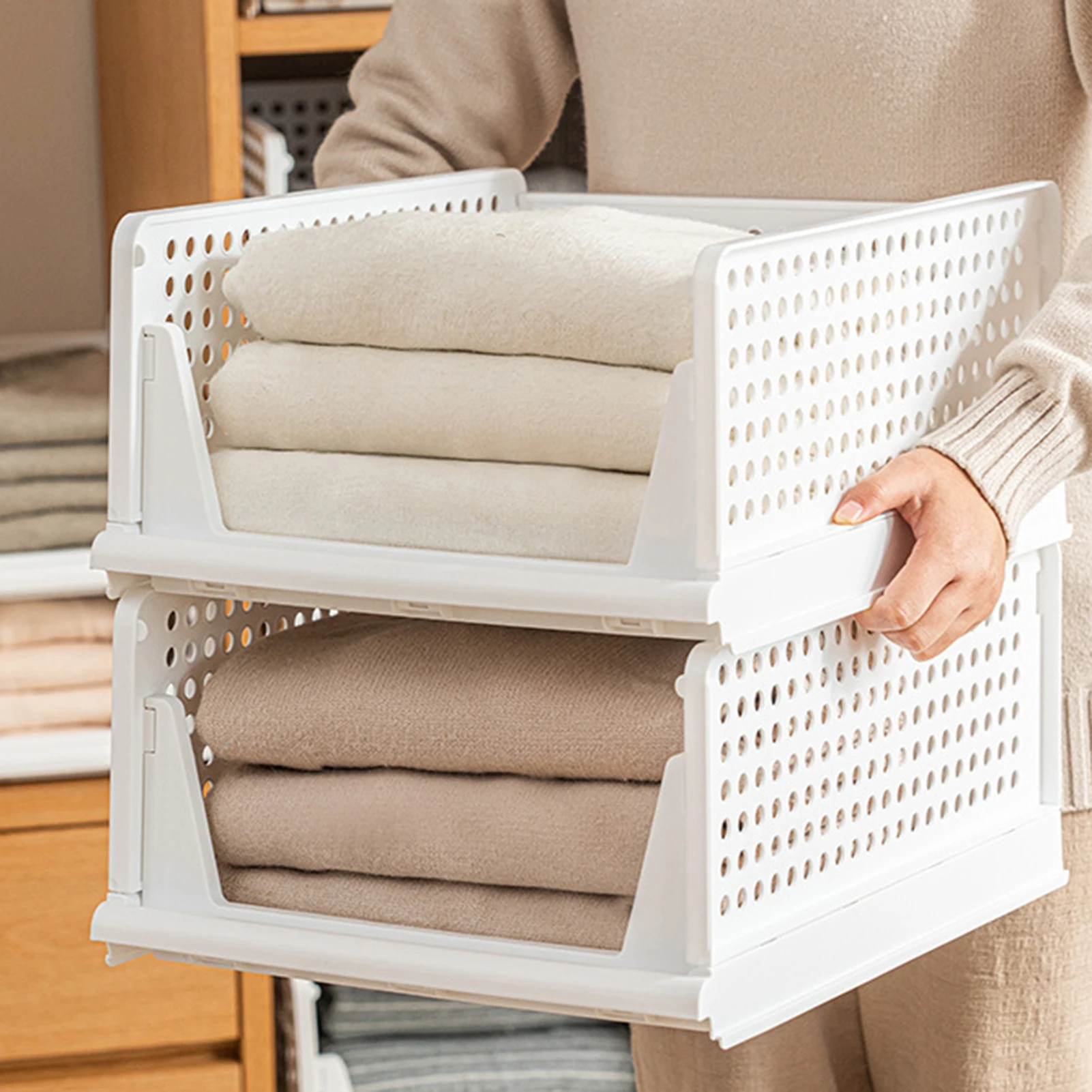 Istiflenebilir dolap çekmece dolap organizatör çekmece elbise dolap saklama kutusu raflar plastik katmanlı bölümleri depolama raf