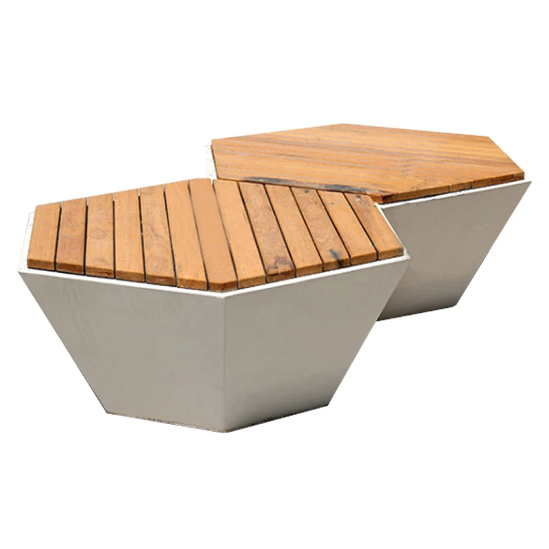 

FRP leisure seat personalized hexagonal wooden seat