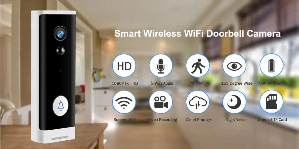 CAMPANELLO WIRELESS CON Citofono Bidirezionale Risoluzione HD Visione