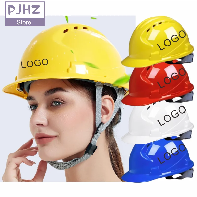 

Worker Construction Site Safety Helmet Electrician Labor Protection Breathable Thickened Helmet Protective Cap Printed LOGO