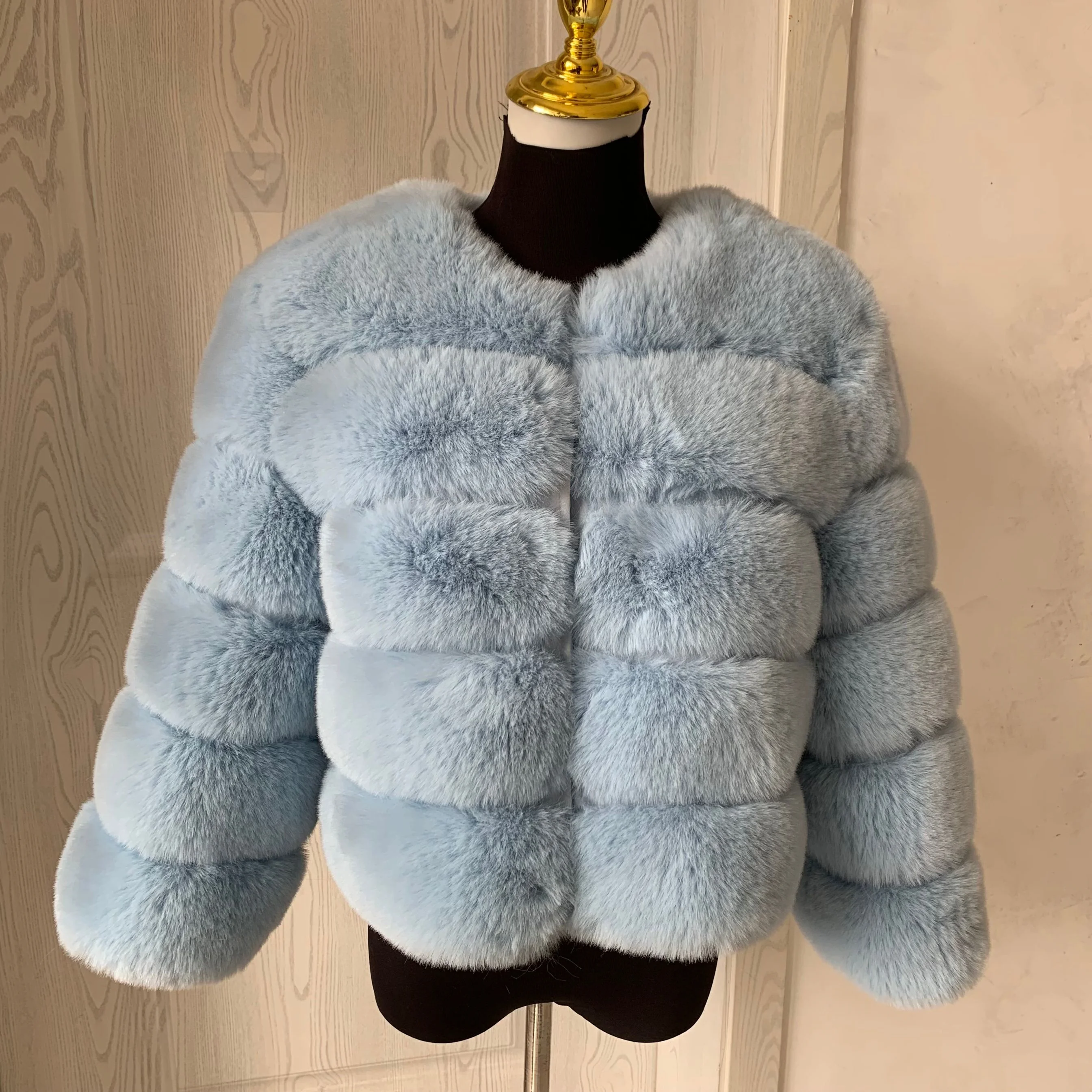 Damen Mode Kunstpelzmantel Super Angesagter Herbst Winter Kurzer Kunstfuchspelz Flauschige Jacke Hochwertig 7XL Damen Pelzmäntel – Detail 39