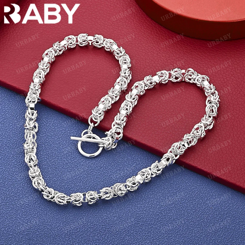 

URBABY 925 Sterling Silver 45cm Geometric Necklace For Man Charm Trend Birthday Gifts Fashion Party