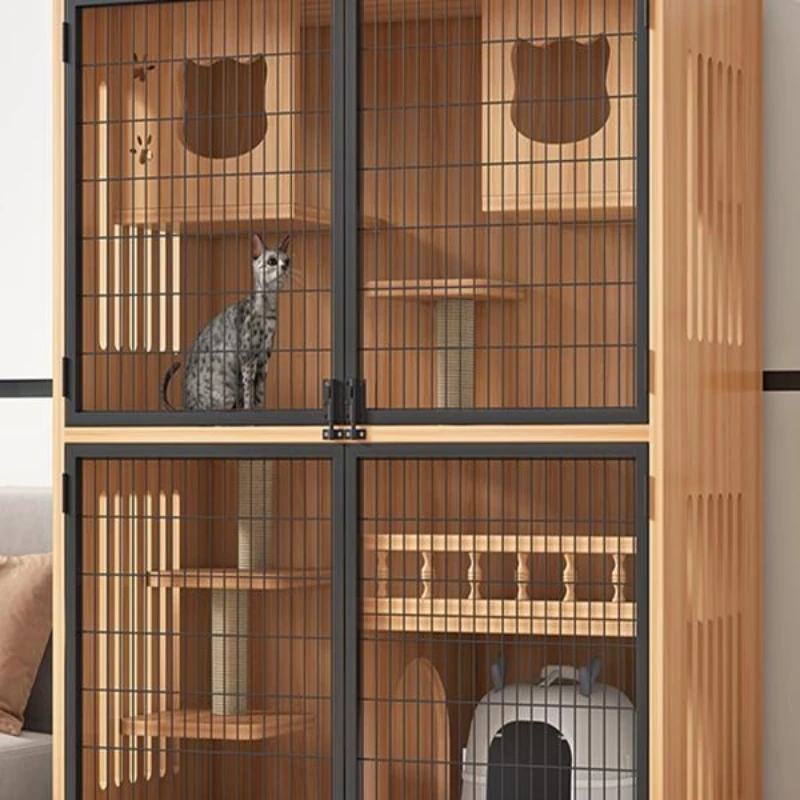 

Cat villa, household indoor cat cabinet, double solid wood