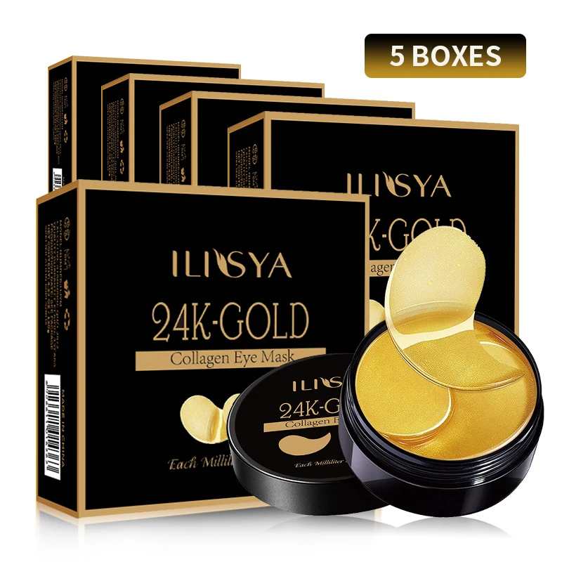 5 Boxes 24K Gold Collagen Eye Mask Eye Patches for Dark Circle Hydrating Eye Pad Anti-Wrinkles Nourishing