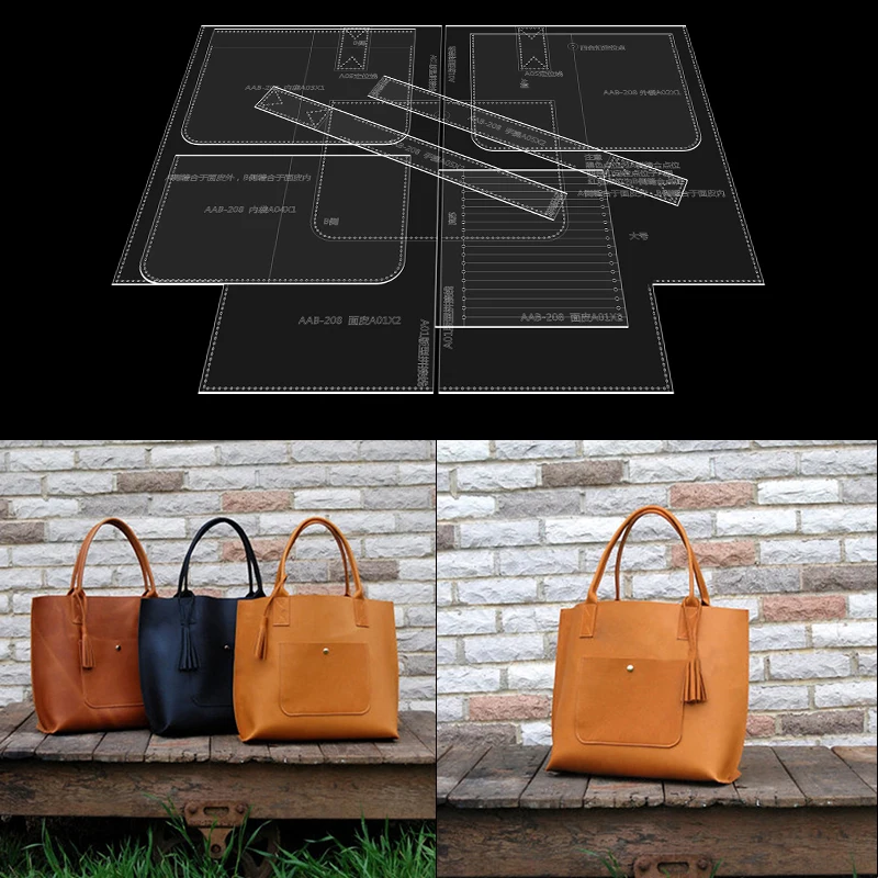 

Handbag shoulder bag tote bag acrylic pattern drawing diy handmade leather goods out of the box design edition