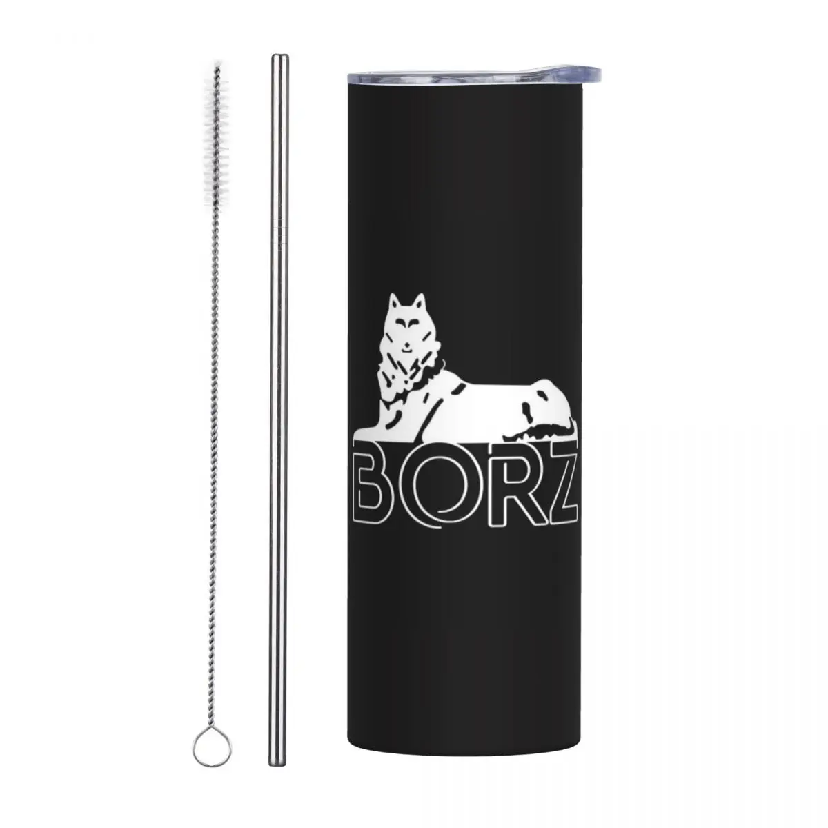 

Chechen Borz Chechnya Coat Of Arms Stainless Steel Tumbler Vacuum Insulated Mug Thermal Cold Cups Straw With Lid 20oz