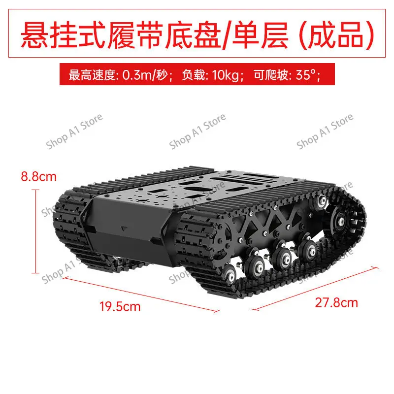All-Metal Tank Robot Coded Motor Intelligent Trolley Chassis Crawler Chassis with Suspended Strong Shock Absorption for Robotic