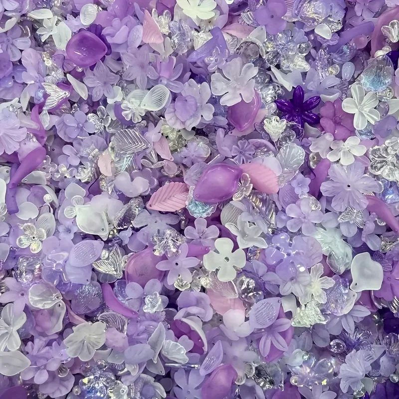 

40g/1.05oz frosted petal butterfly bow mixed style DIY jewelry bracelet accessories with multiple color styles，acrylic beads