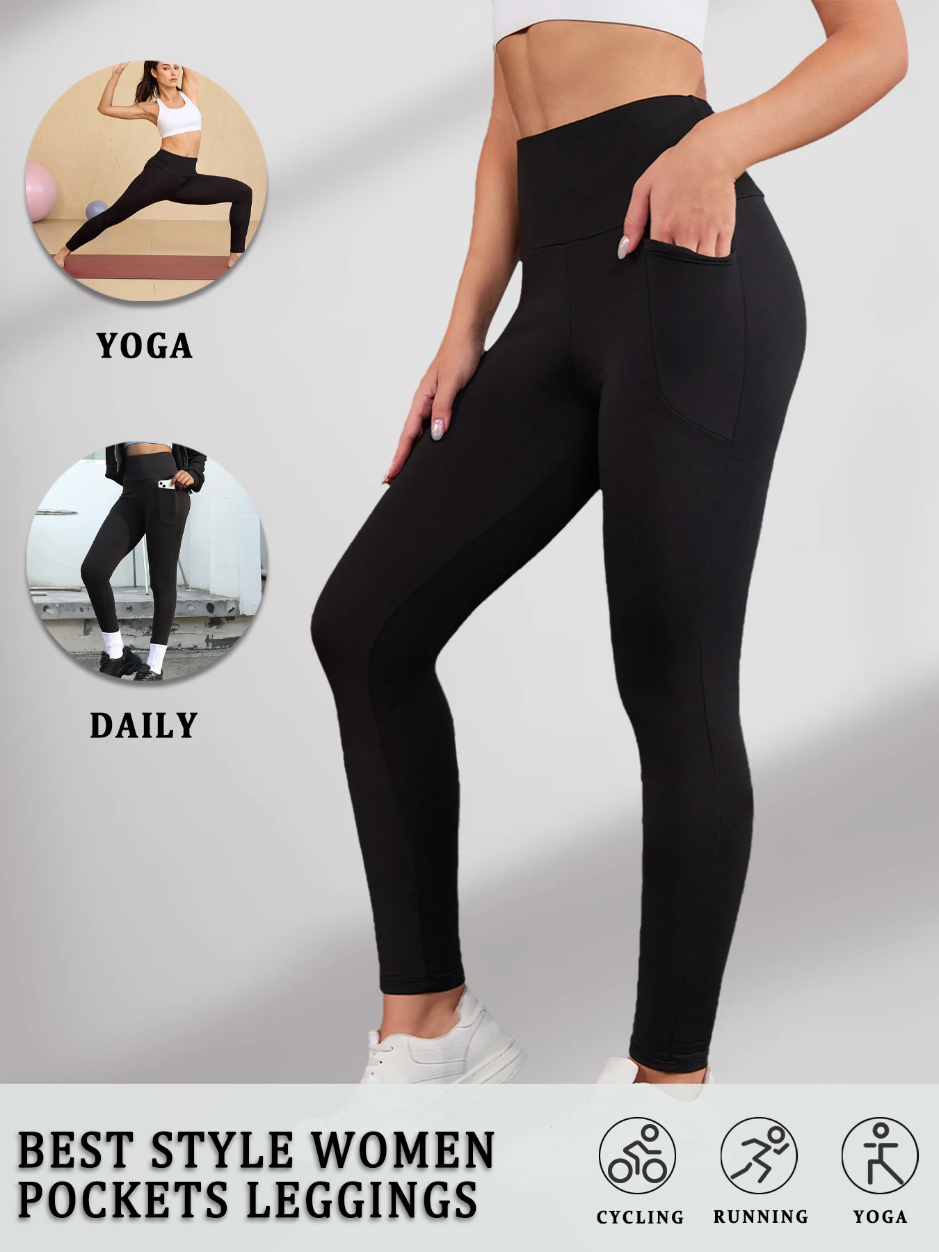 

Super Soft High Waisted Leggings with Pockets - Women's Tummy Control Yoga Pants for Workout and Casual Life