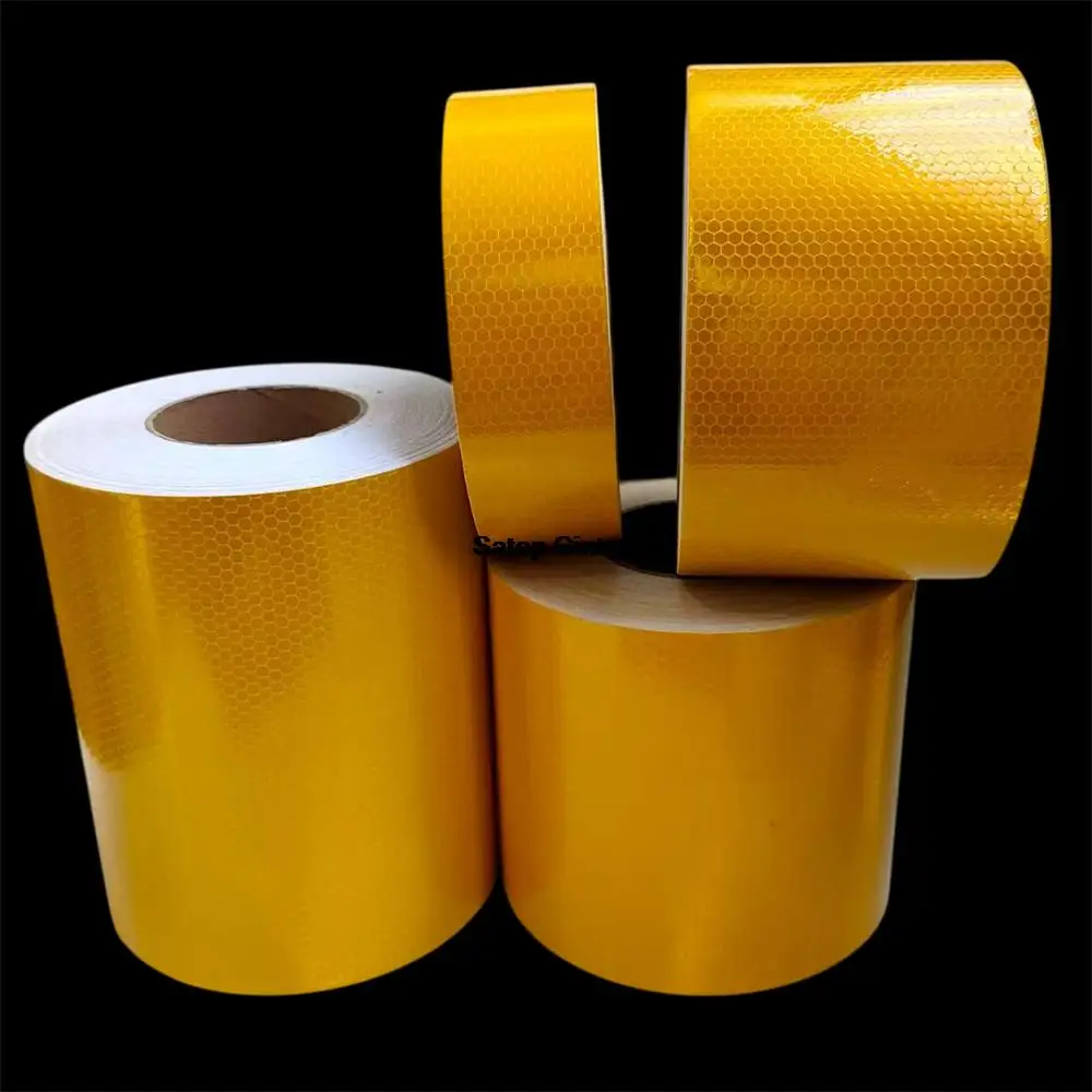 Yellow Reflective Car Stickers 5cm/10cm/15cm/20cm*5M Waterproof Self-Adhesive Reflector Warning Safety Caution Strip For Vehicle