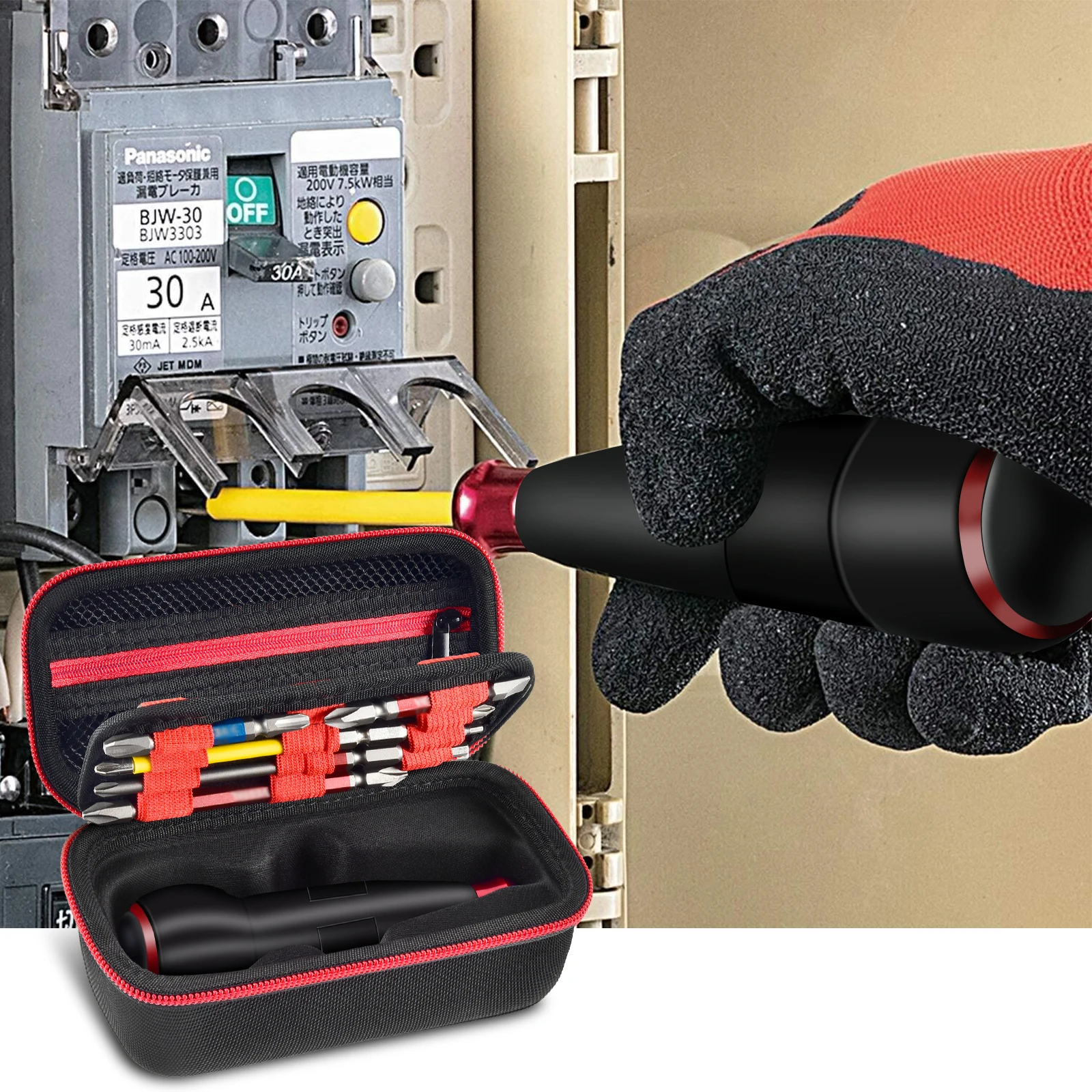 Electric screwdriver case compatible with VESSEL electric ball grip screwdriver. Electric screwdriver toolbox and accessories