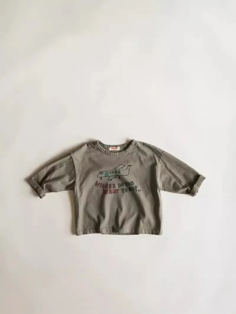 2026 Autumn New Baby Long Sleeve T Shirts Children Cartoon Letter Print Loose Tops Kids Tee Boy Girl Infant Cotton T Shirts