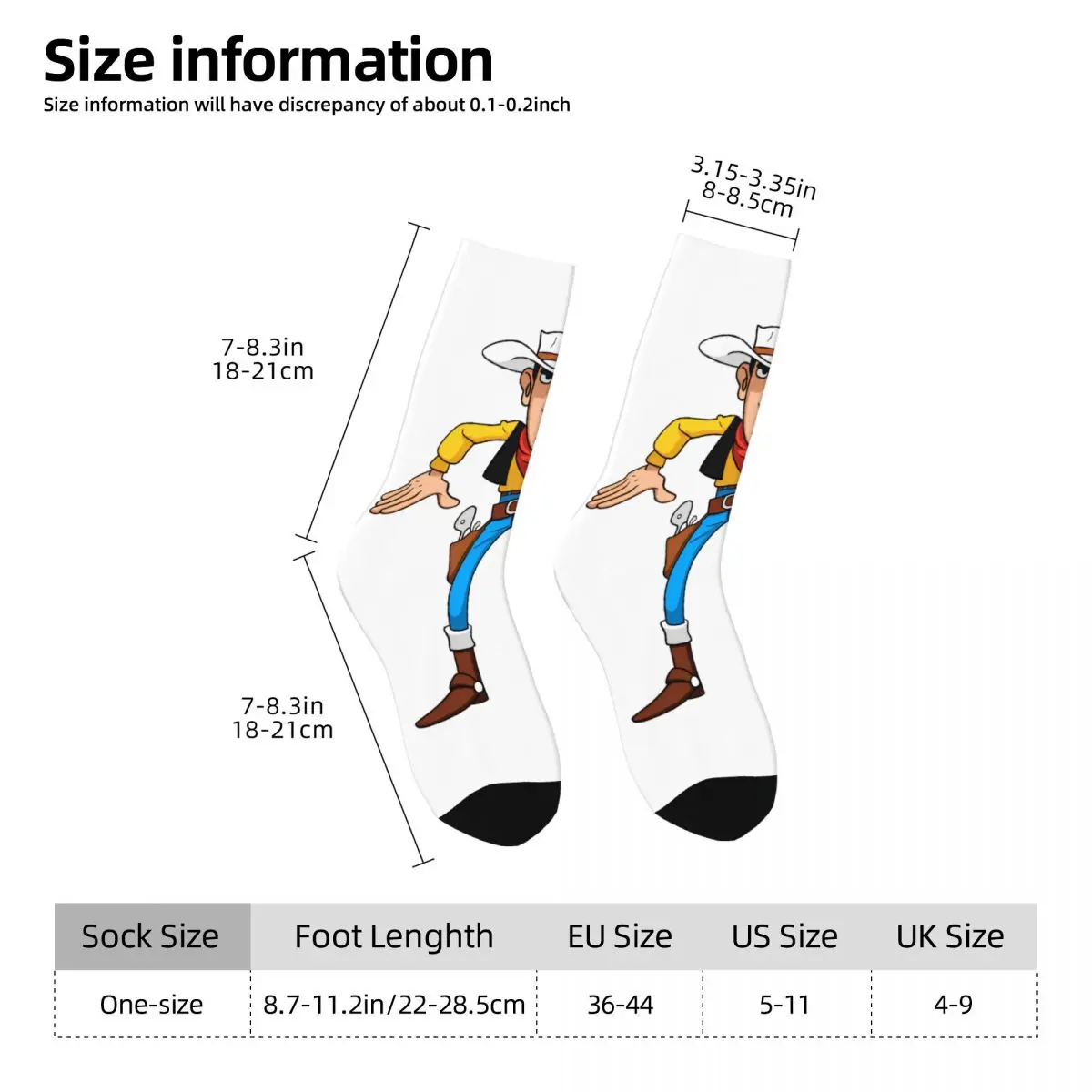 Lucky Luke-Chaussettes graphiques coordonnantes pour adultes et hommes, chaussettes douces, chaussettes amusantes moyennes, escalade de printemps, cadeau d'anniversaire