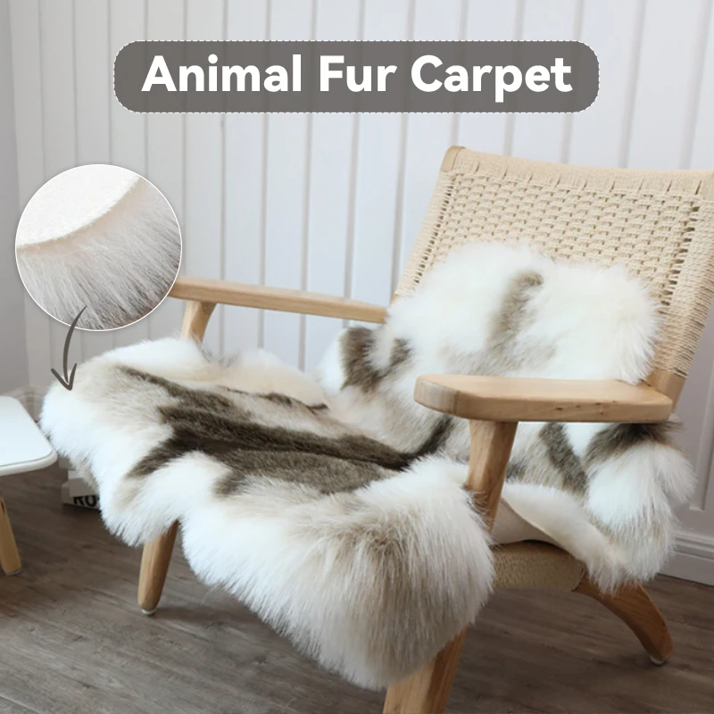 

Soft & Thick 90x100cm Artificial Animal Fur Rug Non-Slip Warm Blanket, Plush Chair Cushion for Home Decor, Ideal Birthday Gift