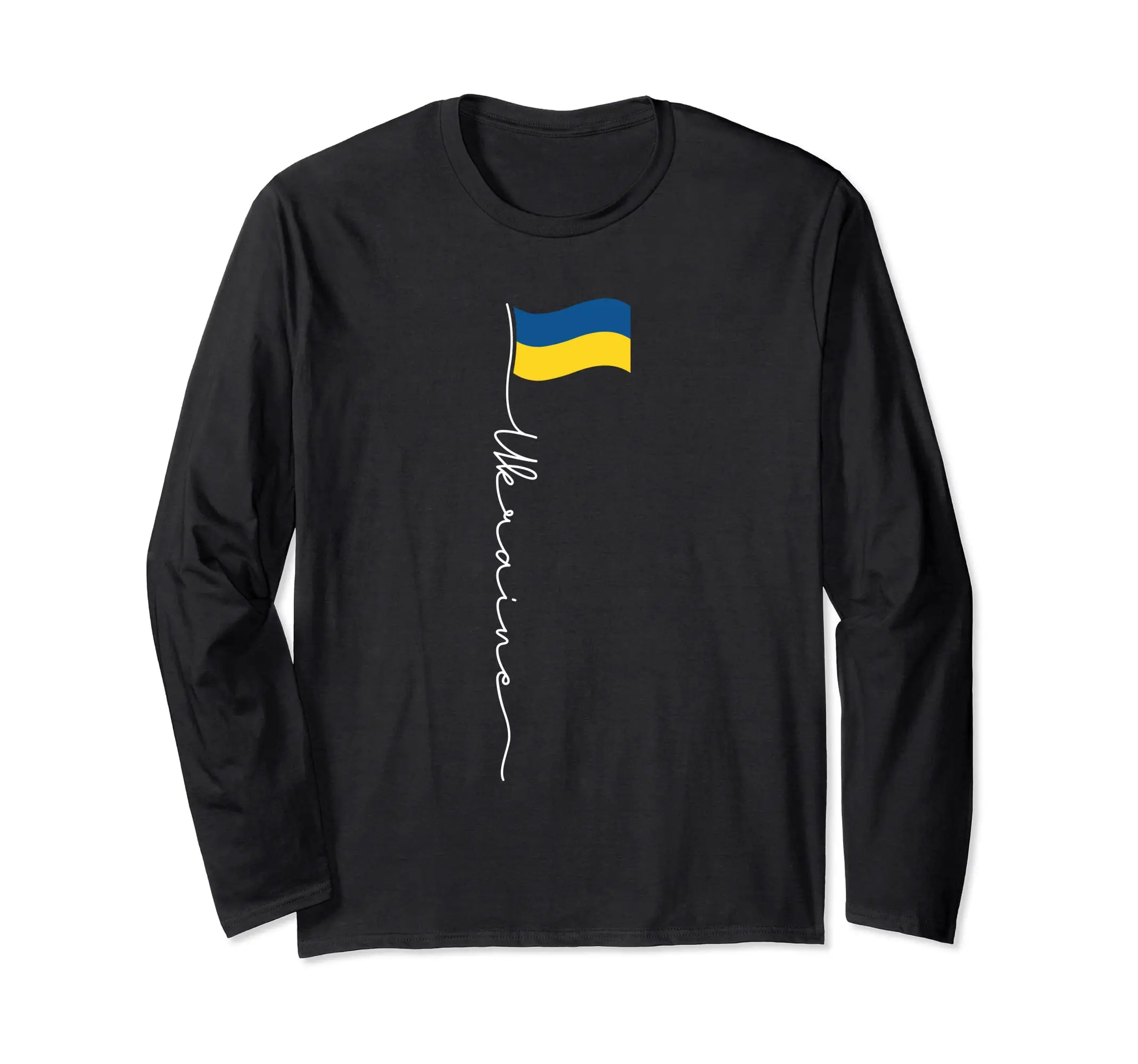 Ukraine Ukrainian UKR Country Flag 100% Cotton Long Sleeve T Shirt Men Women Unisex T-Shirt LS Tops 100% Cotton Tees