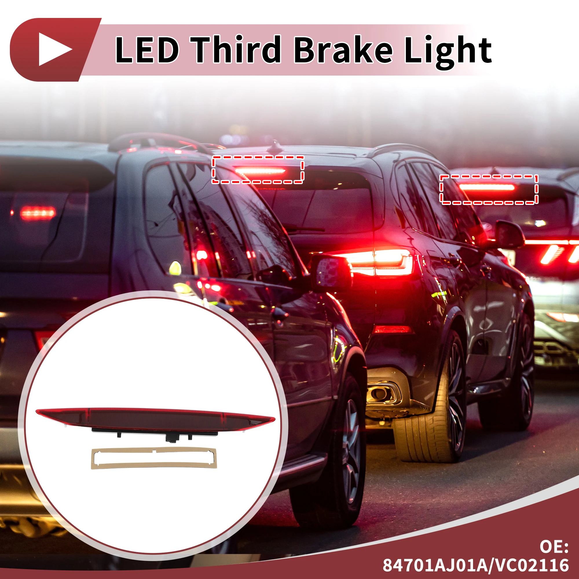 UXCELL ضوء الفرامل الثالث LED الأحمر لسوبارو Outback (النسخة الأمريكية) رقم 84701AJ01A