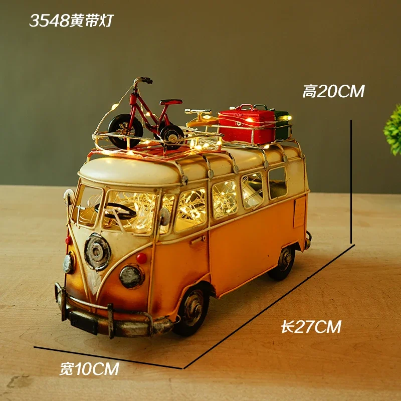 RV Model Coffee Shop Decoration Boys Room Miniature Retro Restaurant Desktop Industrial Style Decoration