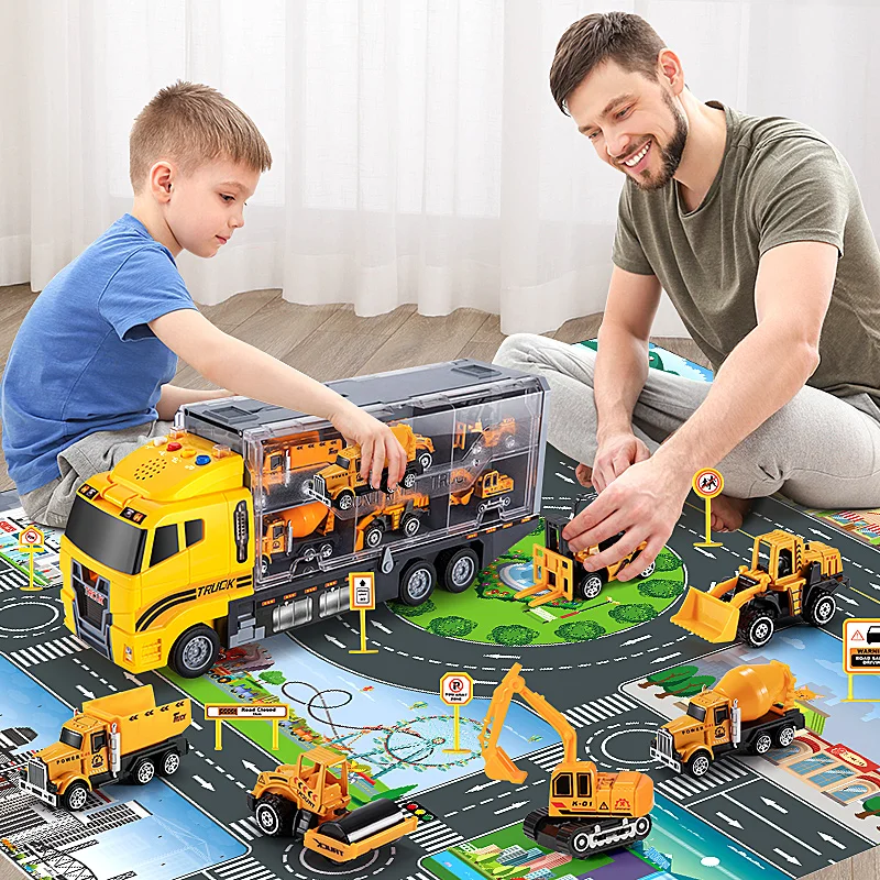 

5 in 1 Toys for Construction Vehicles Transport Truck Carrier Toy Kids Toys Truck for , Gifts for Kids Boys Girls