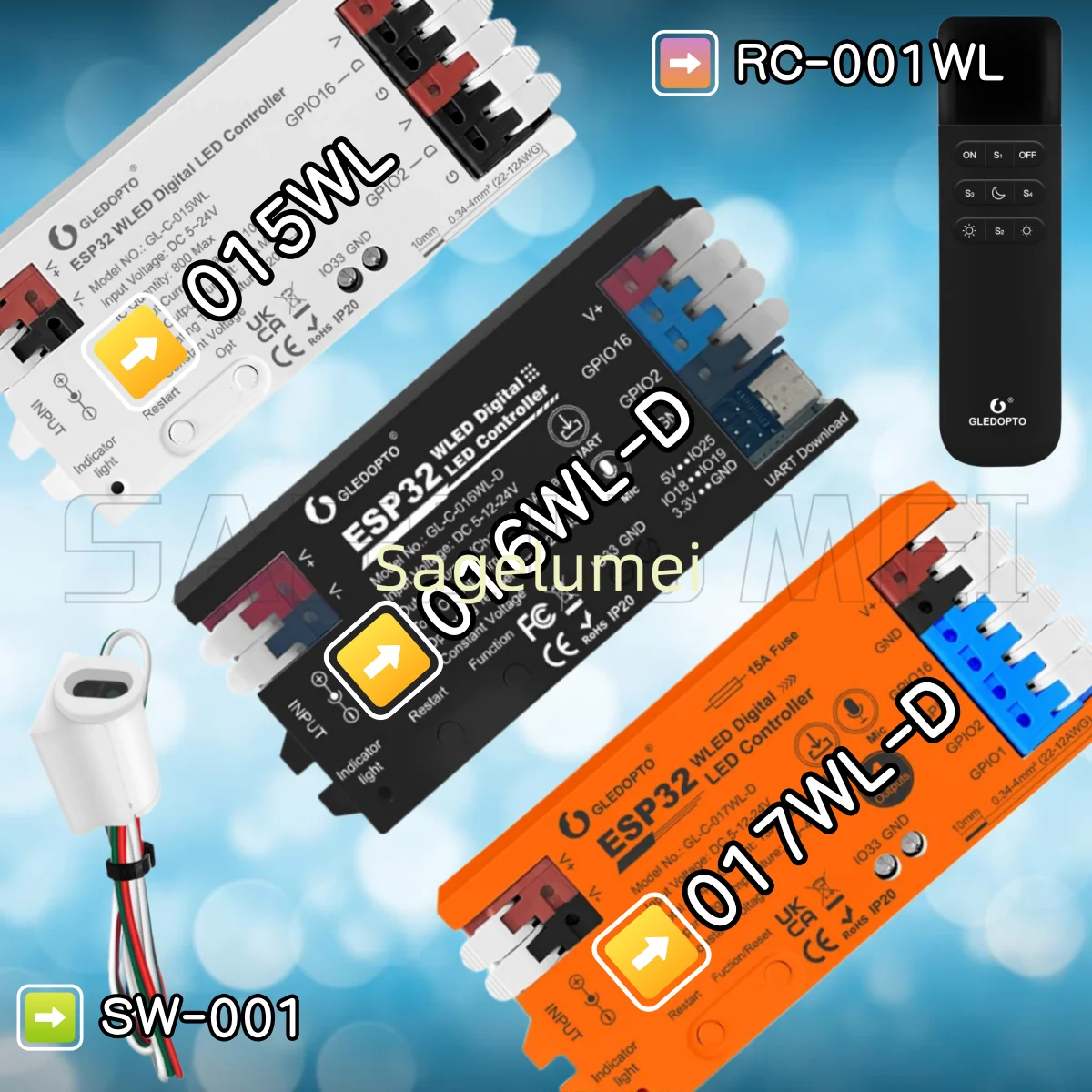 

ESP32 UART Download WLED Digital LED Controller Microphone function DIY Dynamic Lighting Mode APP Voice Control Channel GLEDOPTO
