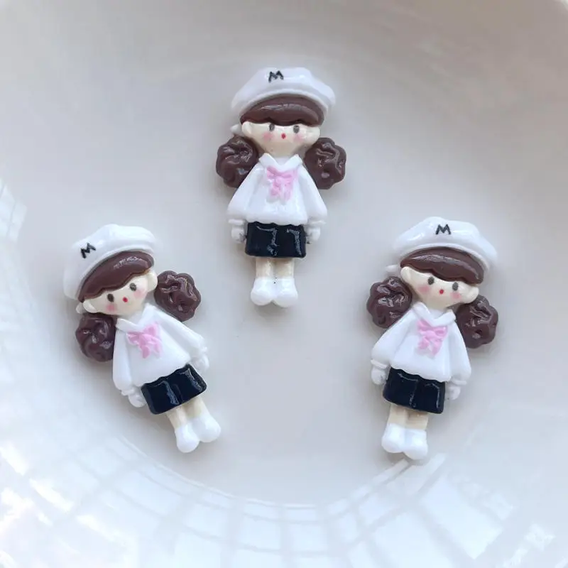 5 pieces 35mm large cartoon Beauty girl Kawaii flat back resin Princess DIY decorated hairpin scrapbook