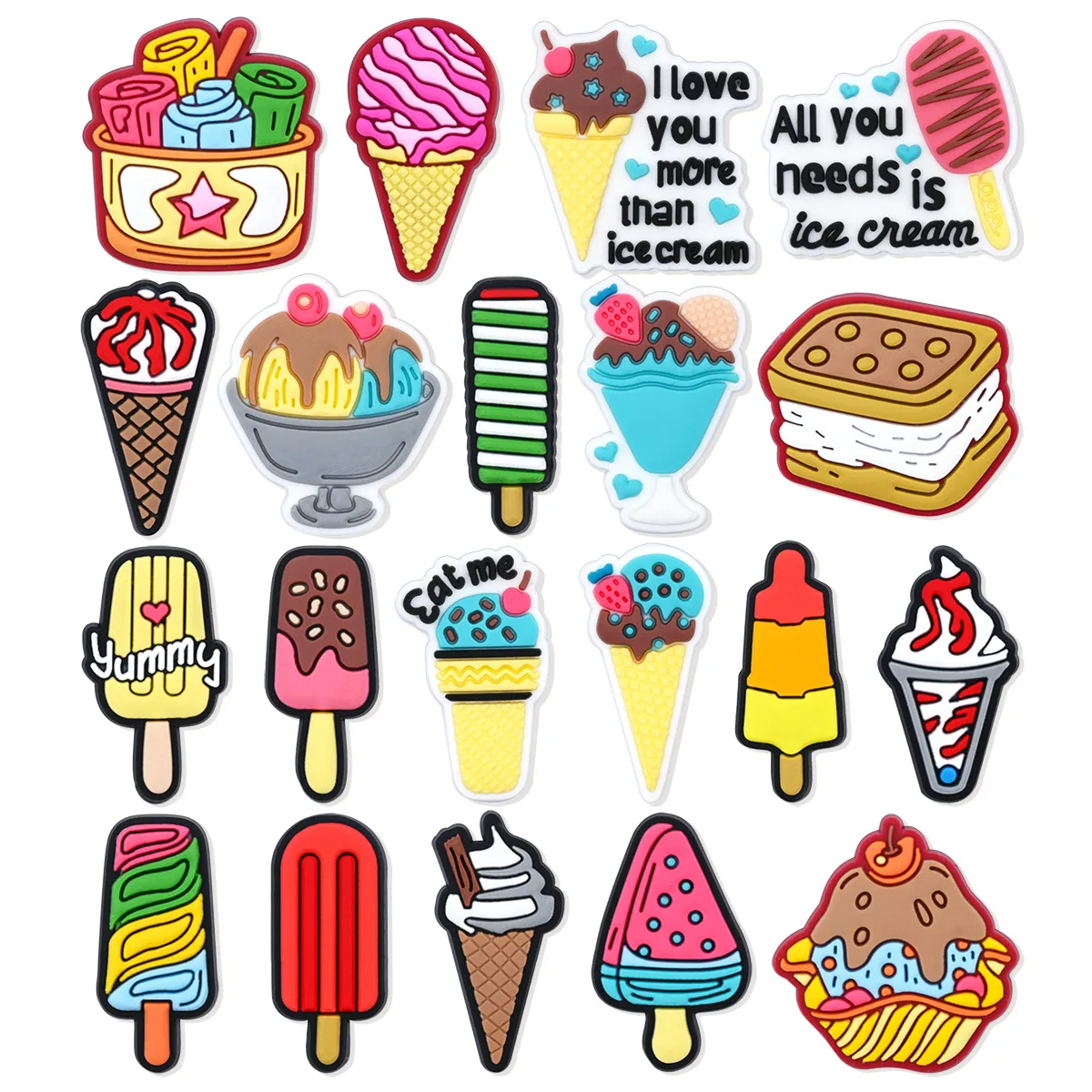 Cute Ice Cream Shoe Charms Pin for Crocs Accessories Charms Clogs Bubble Slides Shoe DIY Decoration Buckle Women Party Gifts