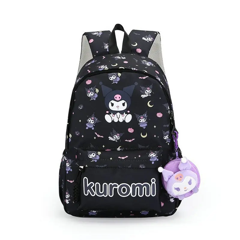 Cartoon Kuromi Girls Backpack Multi-Pocket Nylon Student School Bag Kawaii Large capacity Rucksack Travel Mochila