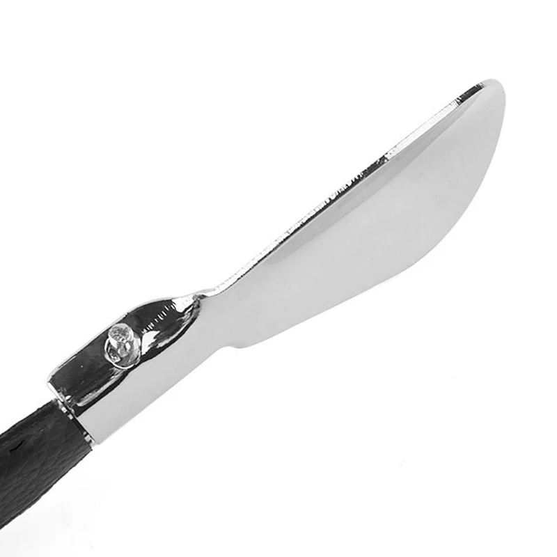 Durable Stainless Steel Folding Shoehorn With Faux Leather Portable Fashion Shoe Accessories