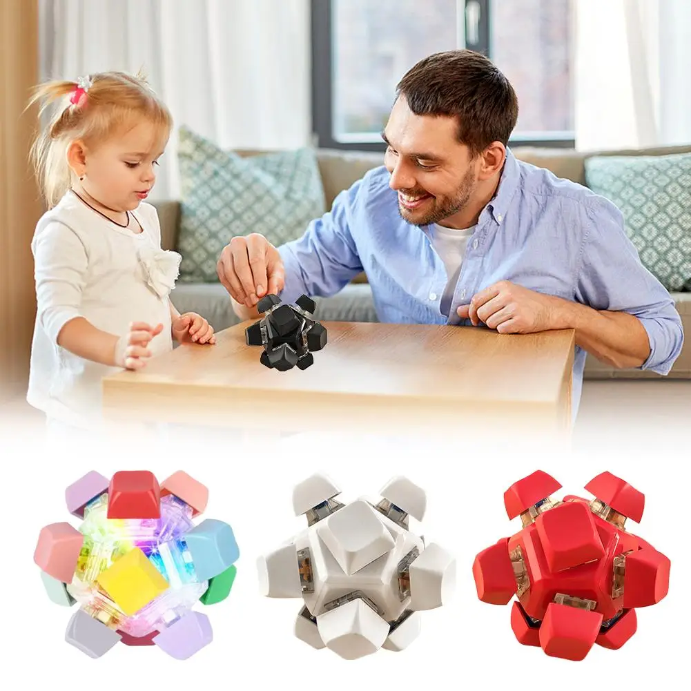 Relaxing 12 Keys Magic Ball Fidget Keychain DIY Keyboard Keycap Repair Finger Pressing Toy Adult Kids Pass The Time